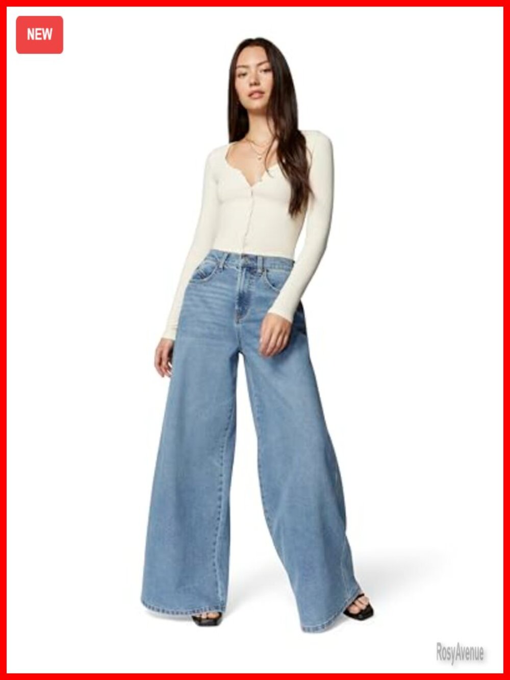 Total Softie High Rise Wide Leg Jeans Relaxed Fit Cotton Blend Denim